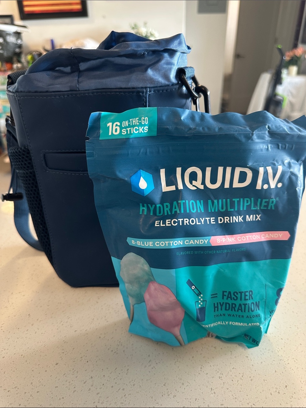 Hydration Multiplier Electrolyte Drink Mix- Blue & Pink Cotton Candy W/ Blue bag